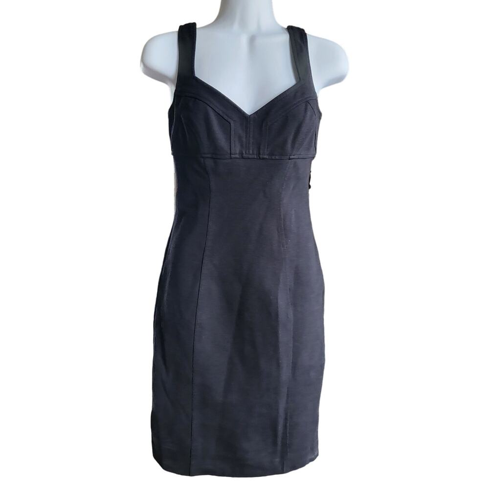 EUC Diane von Furstenberg Sz 2 Black Sleeveless Babydoll Neckline Bodycon Mi…